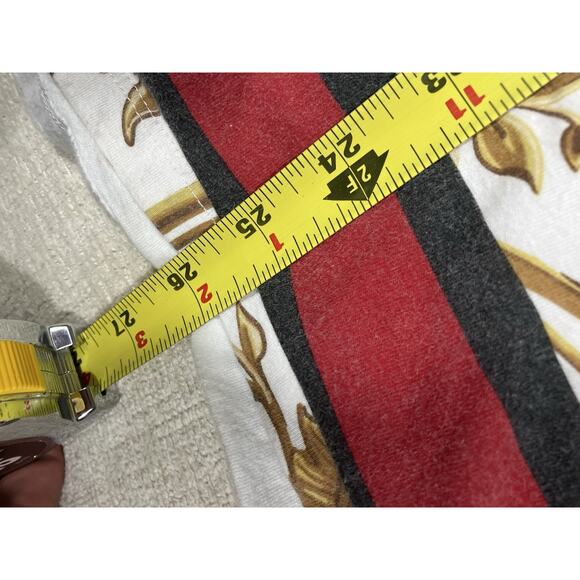 GUESS Women’s Baroque Floral Print T-Shirt White Gold Red Stripe Style M - Picture 7 of 7